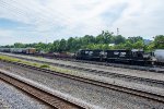 NS 737 and 3087 work the north end of DeButts Yard 